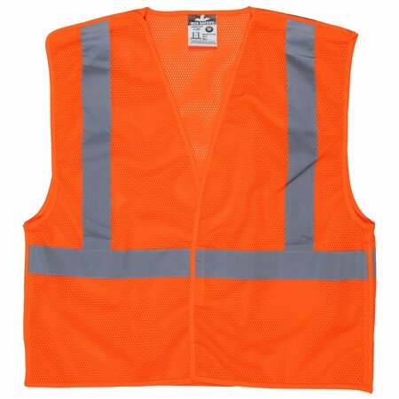MCR SAFETY Garments, Class 2, Tear-Away, Poly Safety Vest, 2, L CL2MOL